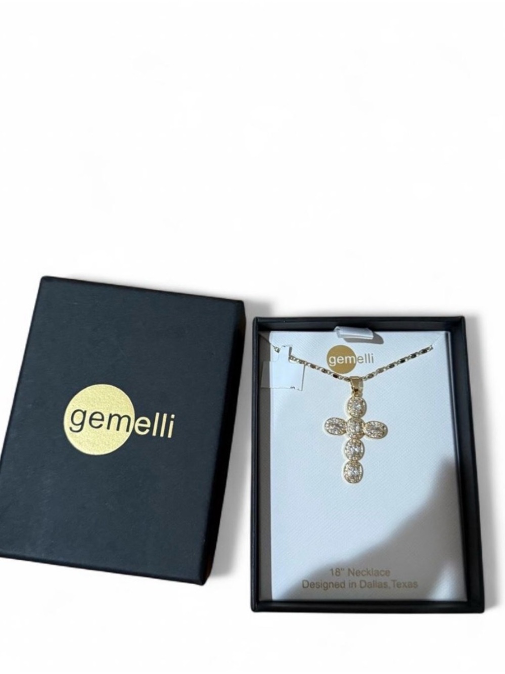 NWTGemelli Gold Crystal Cross Necklace - Gold